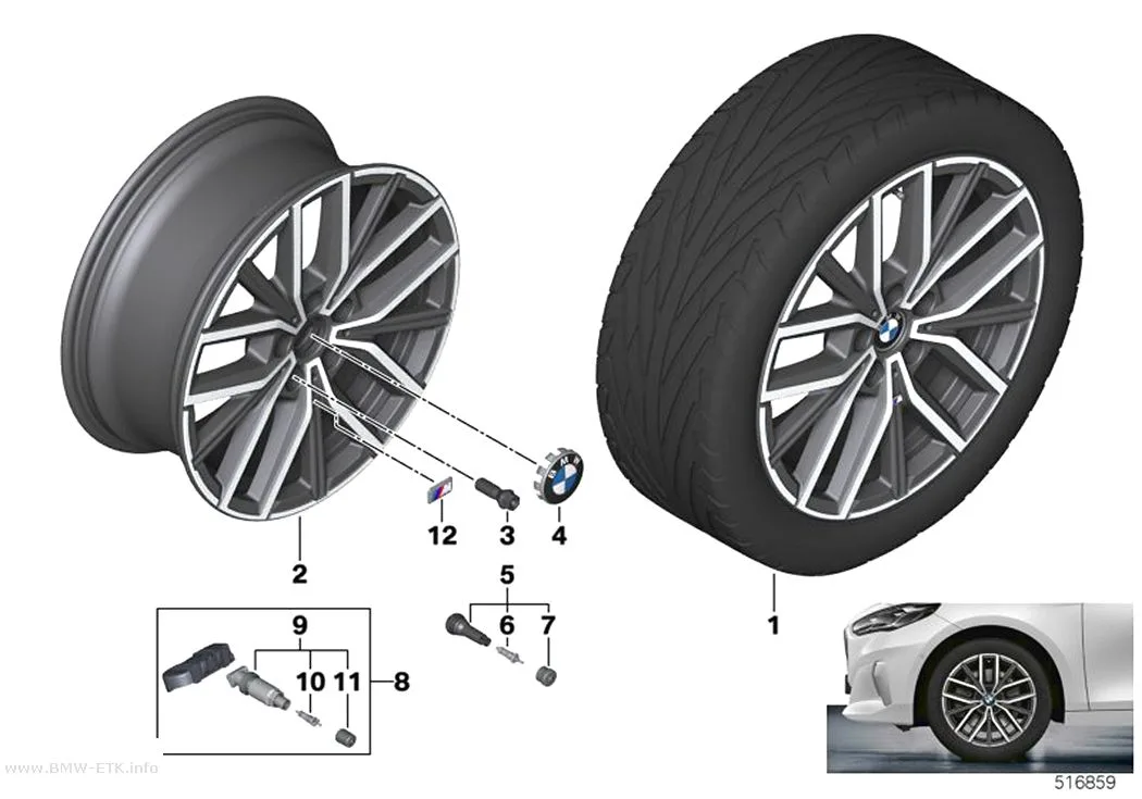 Šema: BMW aluminijumska felna, dvostruki krakovi 838M - 18"