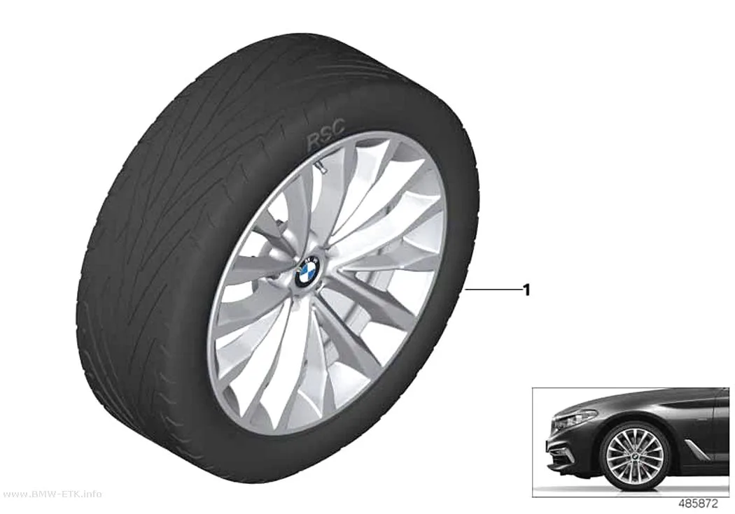 Šema: BMW aluminijumska felna sa W-krakovima 632 - 18"