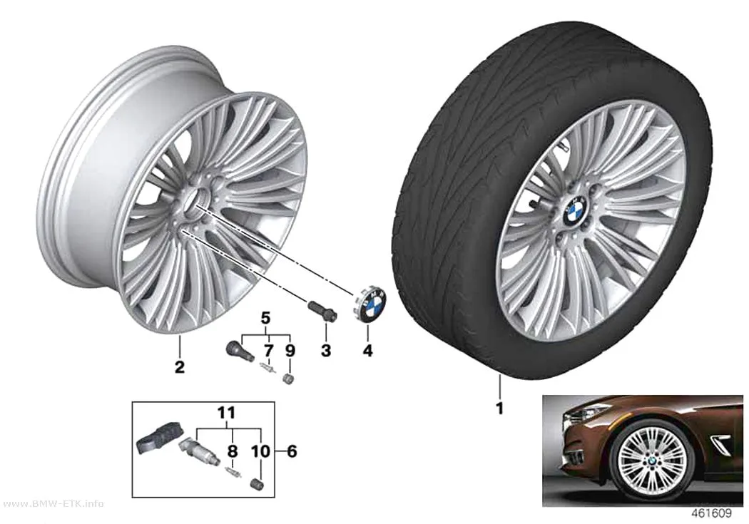 Šema: BMW aluminijumska felna, W-krakovi 440 - 19"