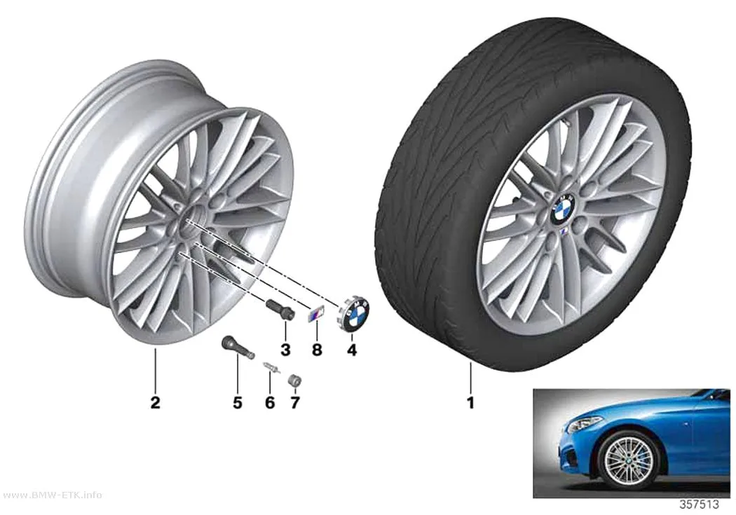 Šema: BMW aluminijumska felna M sa dvostrukim krakovima 460 - 17"