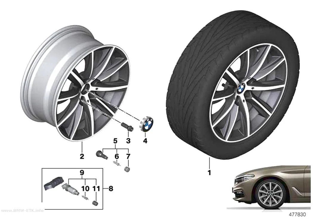 Šema: BMW aluminijumska felna, V-krakovi 684 - 18"