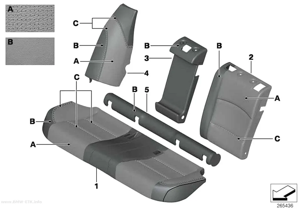 Šema: Individualna Klima-Leather presvlaka, zadnja
