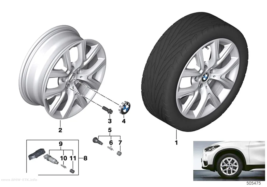 Šema: BMW aluminijumska felna sa Y-kracima 574 - 17" SZ