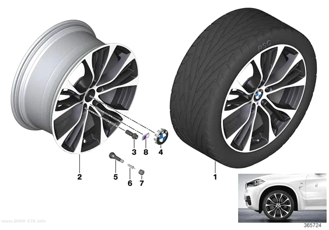 Šema: BMW aluminijumska felna, M dvostruki krakovi 599M