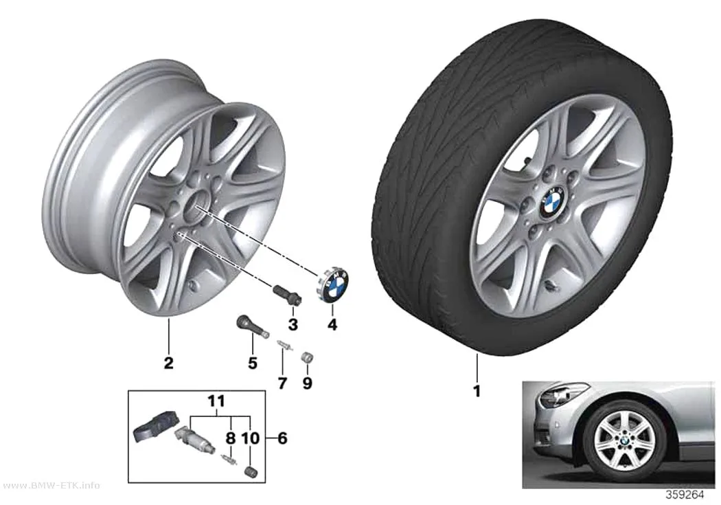 Šema: BMW aluminijumska felna sa zvezdastim krakovima 377