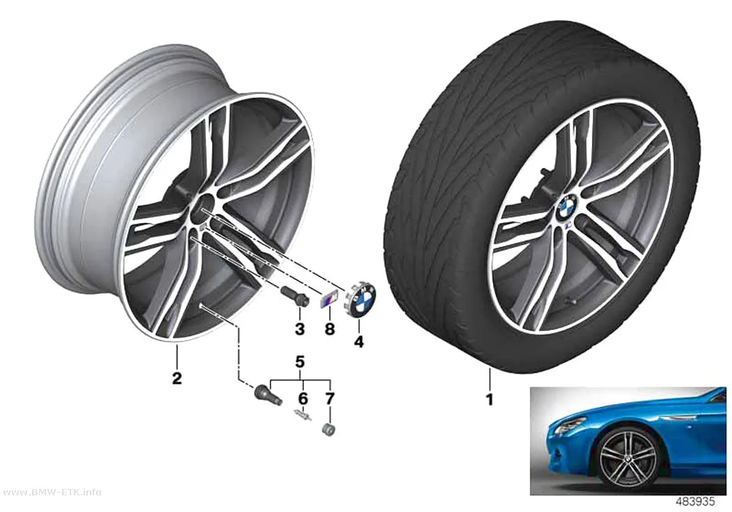 Šema: BMW aluminijumska felna sa dvostrukim krakovima 703M - 20"