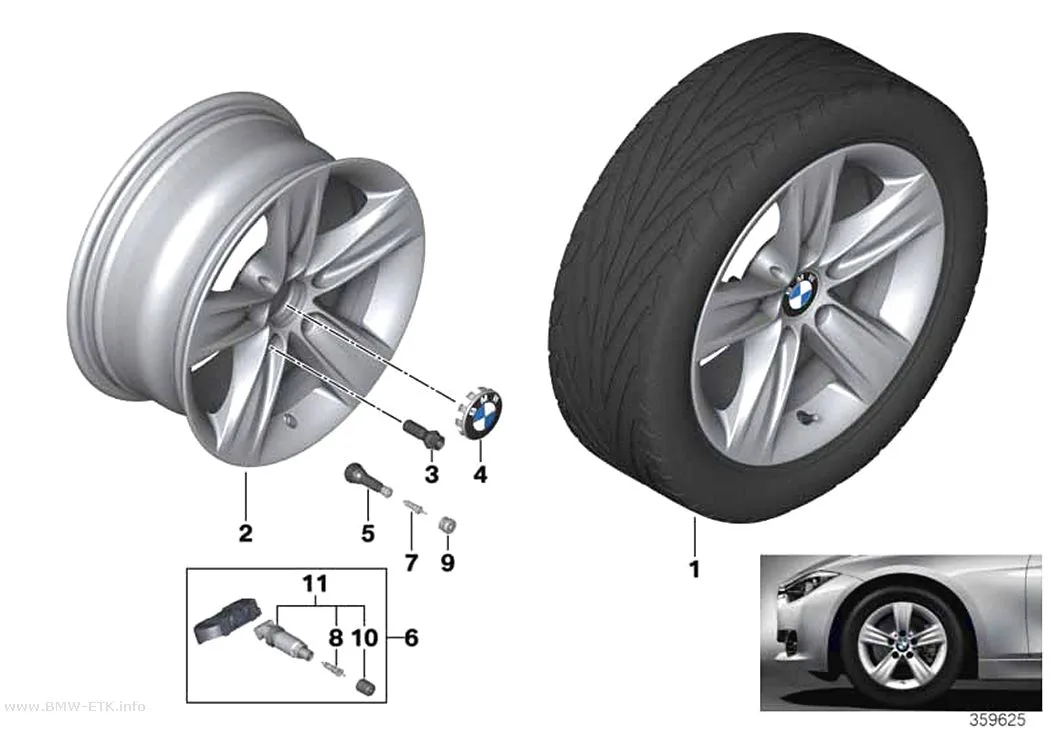 Šema: BMW aluminijumska felna, zvezdasti krakovi 391 - 16"