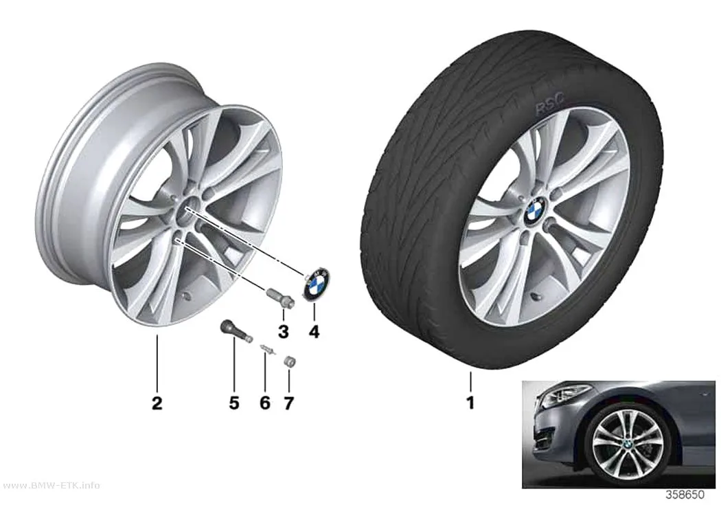Šema: BMW aluminijumska felna sa dvostrukim krakovima 384 - 18"