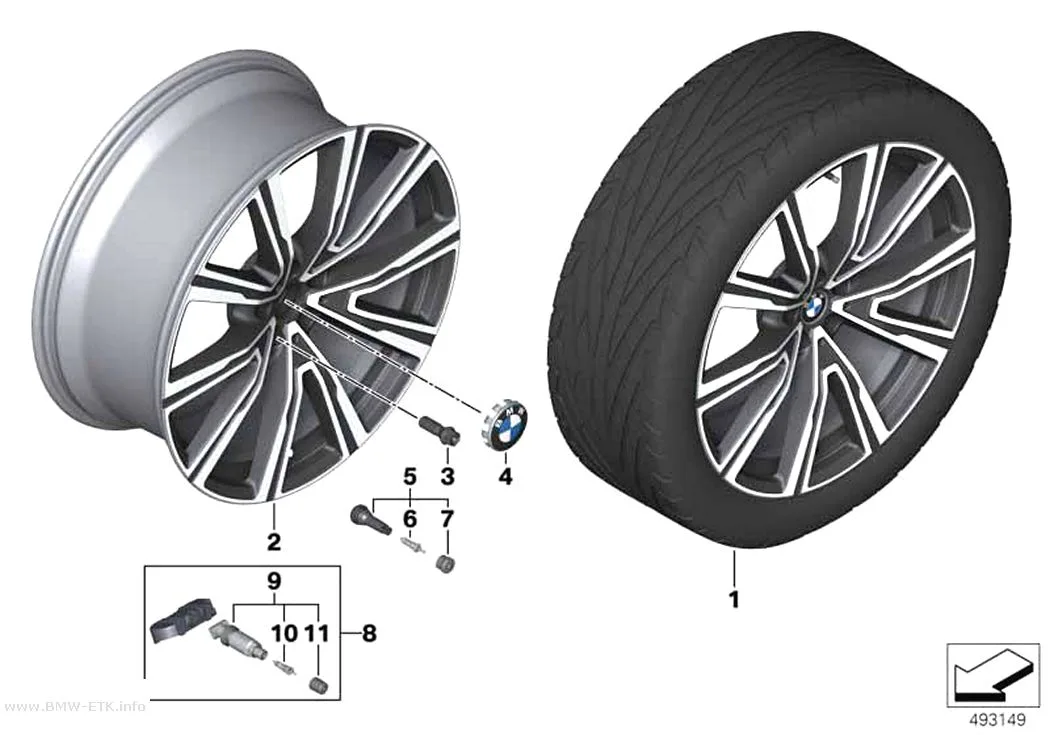 Šema: BMW aluminijumska felna V-krakovi 746I 22"