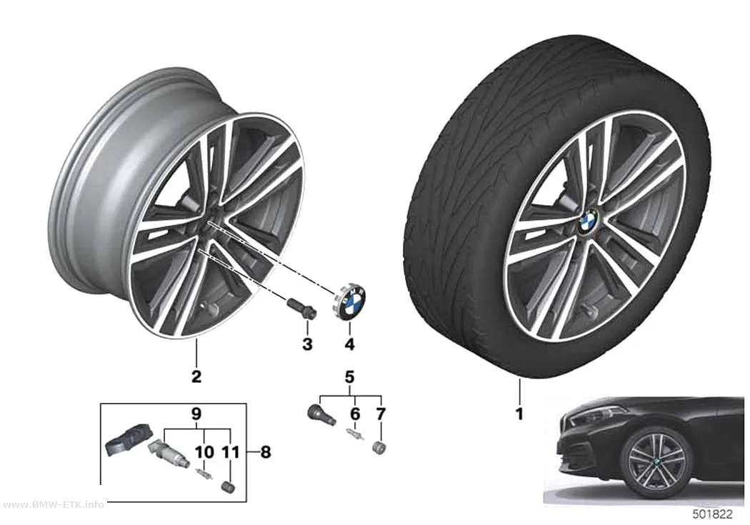 Šema: BMW aluminijumska felna, dvostruki krakovi 548 - 17"