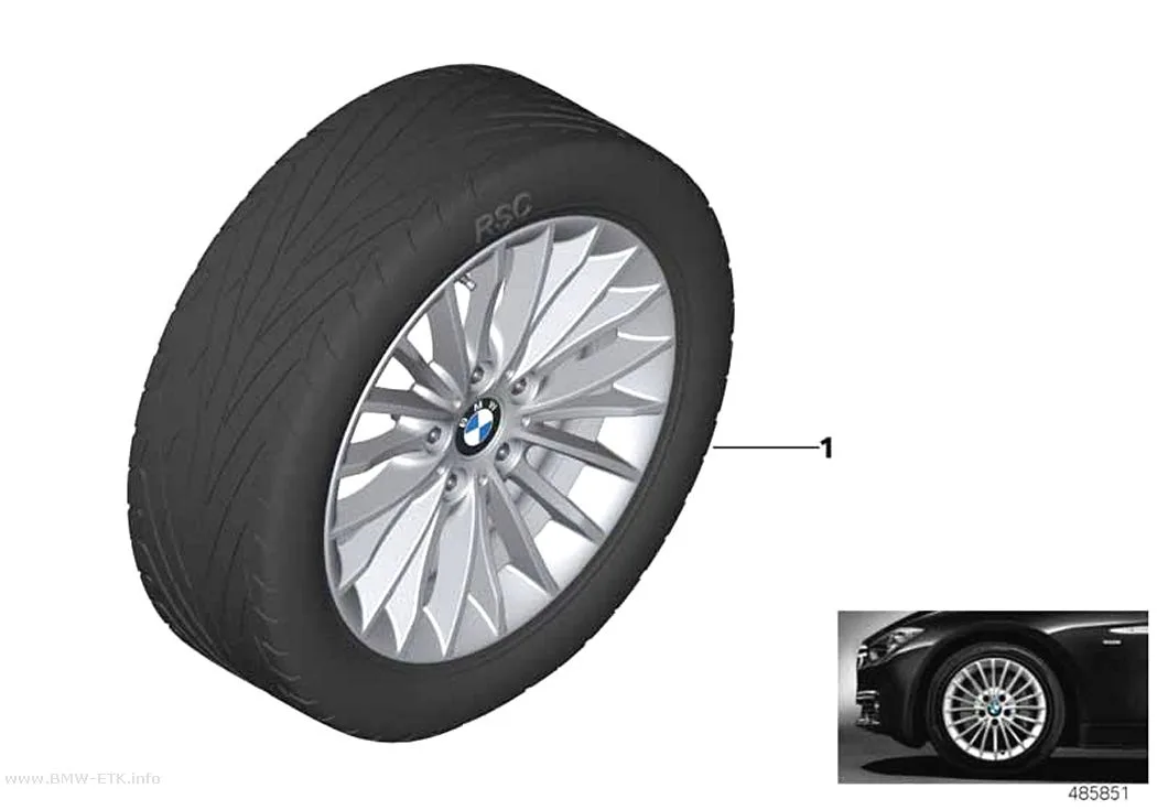 Šema: BMW aluminijumska felna, višestruki krakovi 414 - 17"