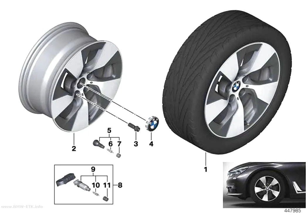 Šema: BMW aluminijumska felna turbinskog dizajna 645 - 17"