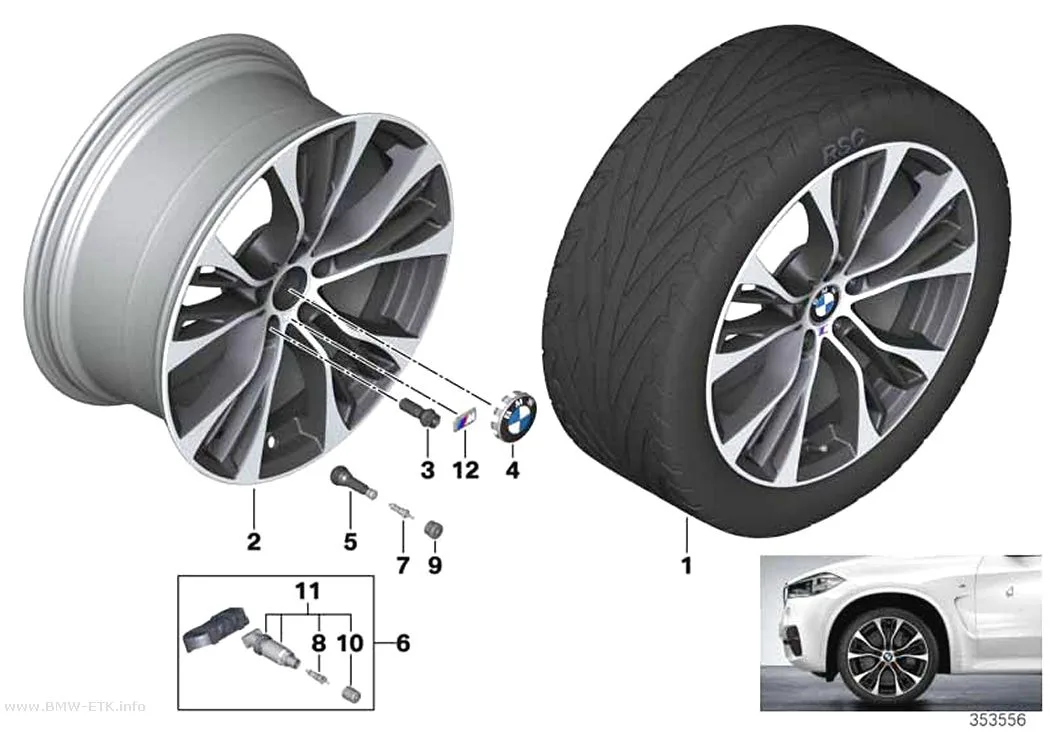 Šema: BMW aluminijumska felna, M dvostruki krakovi 599M
