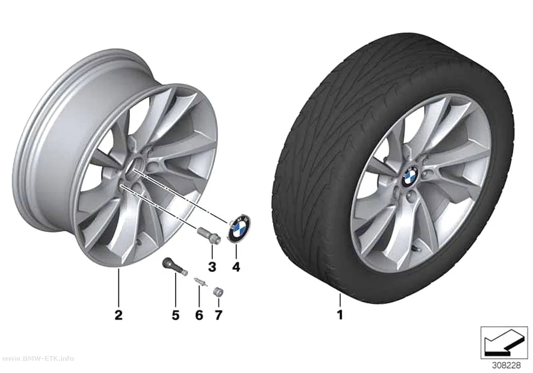 Šema: BMW aluminijumska felna, turbinski dizajn 389 - 19"