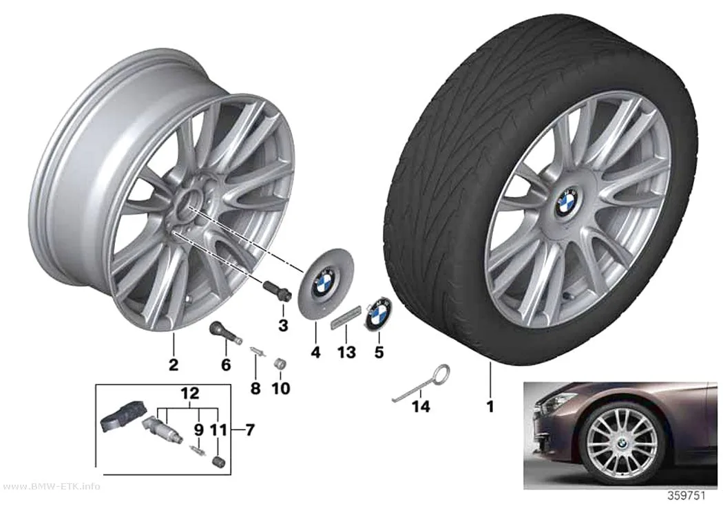 Šema: BMW aluminijumska felna, Individual V-krakovi 439 - 19"