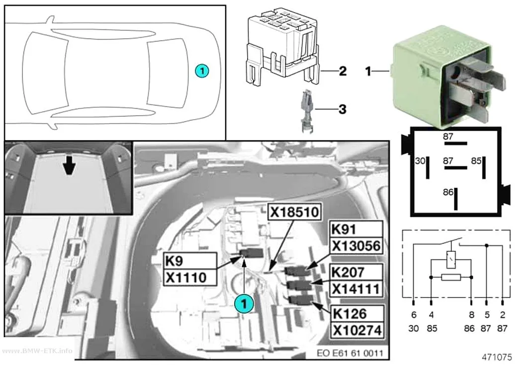 Šema: Relej rasterećenja, terminal 15 K9