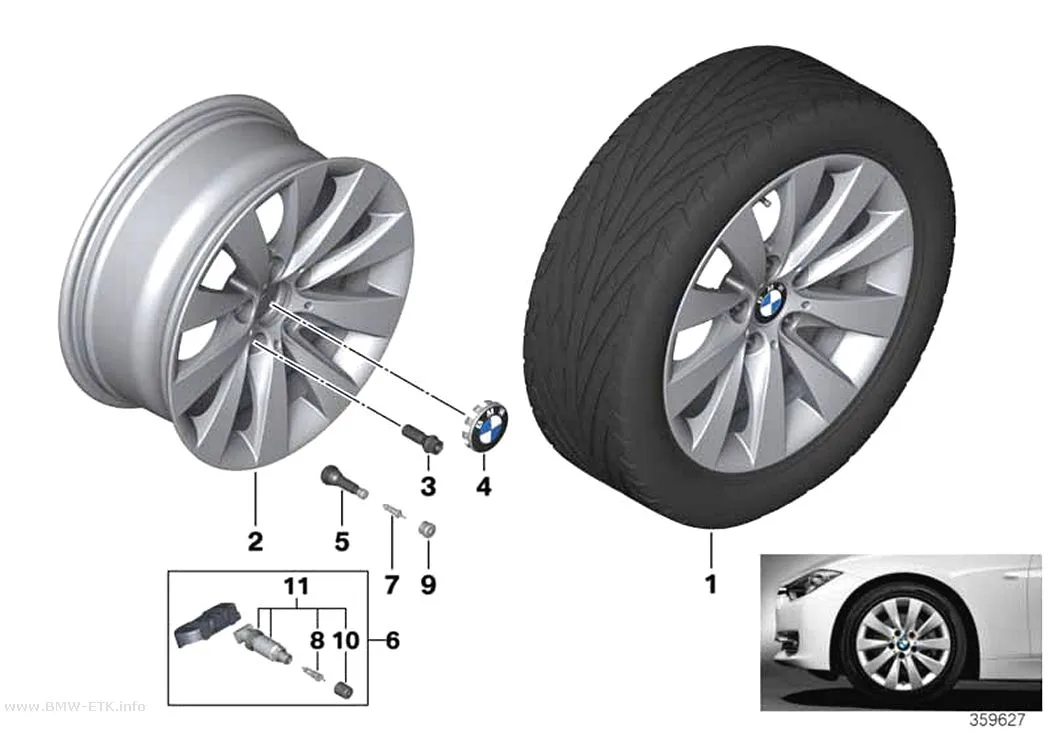 Šema: BMW aluminijumska felna, V-krakovi 413 - 17"