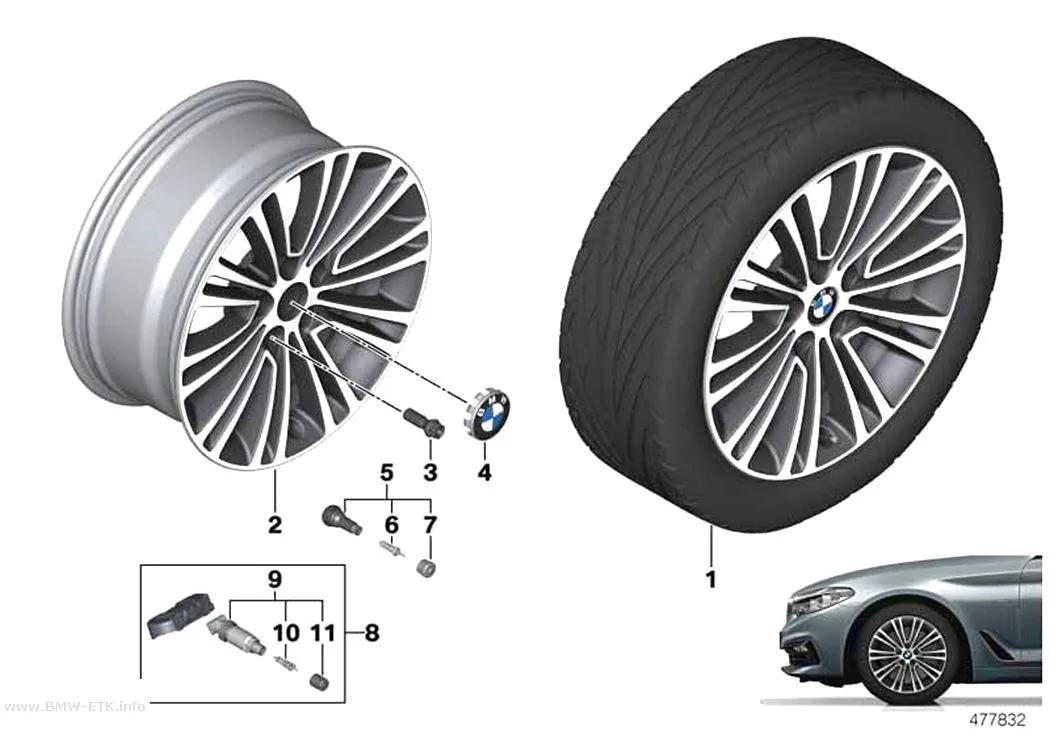 Šema: BMW aluminijumska felna sa dvostrukim krakovima 634 - 18"