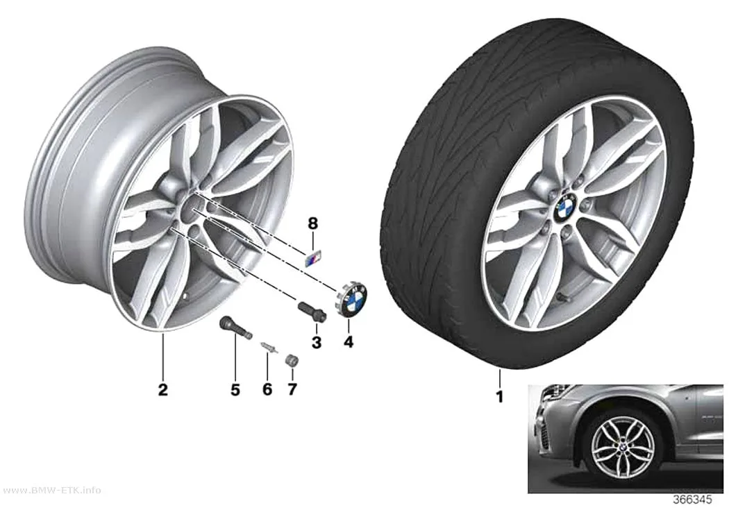 Šema: BMW aluminijumska felna, M dvostruki krakovi 622 - 19"