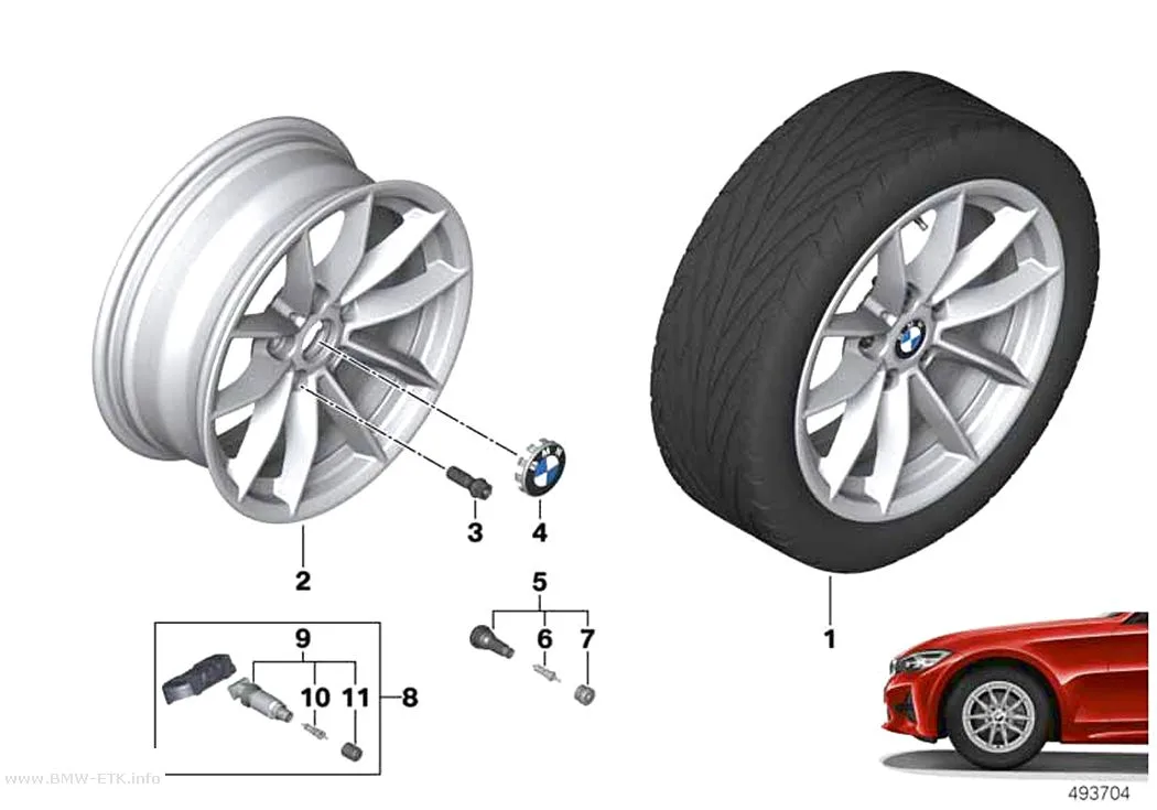 Šema: BMW aluminijumska felna V-krakovi 774 - 16"