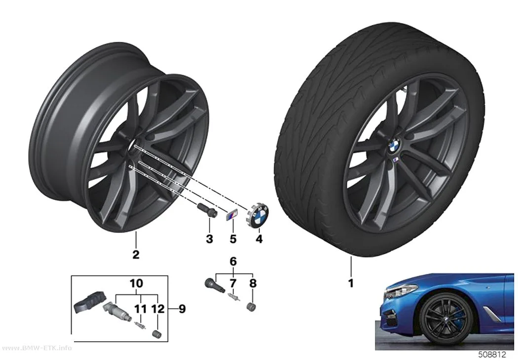 Šema: BMW aluminijumska felna sa dvostrukim krakovima 662M - 18" OA