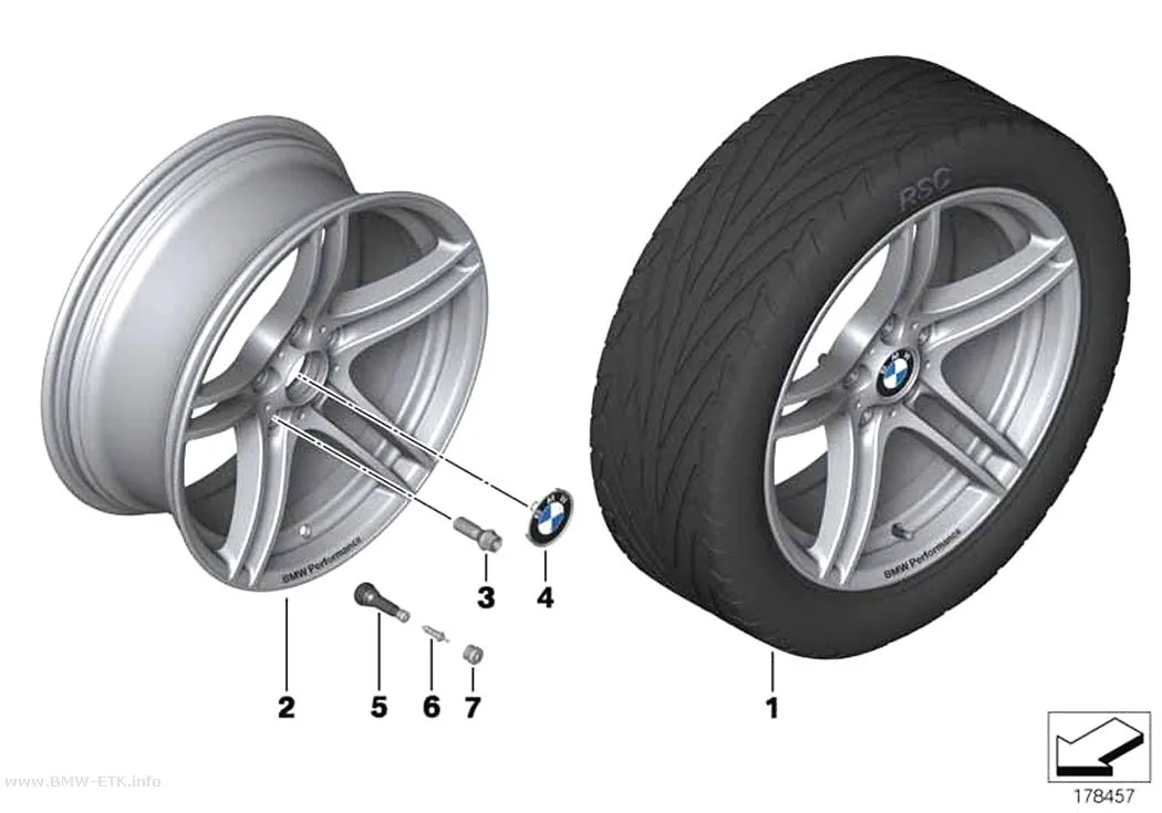 Šema: BMW Performance aluminijumska felna, dvostruki krakovi 313