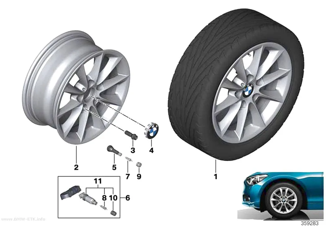 Šema: BMW aluminijumska felna sa V-krakovima 411