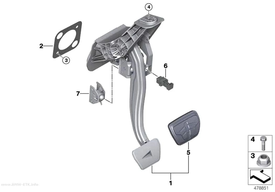 Šema: Sklop pedala, automatski menjač