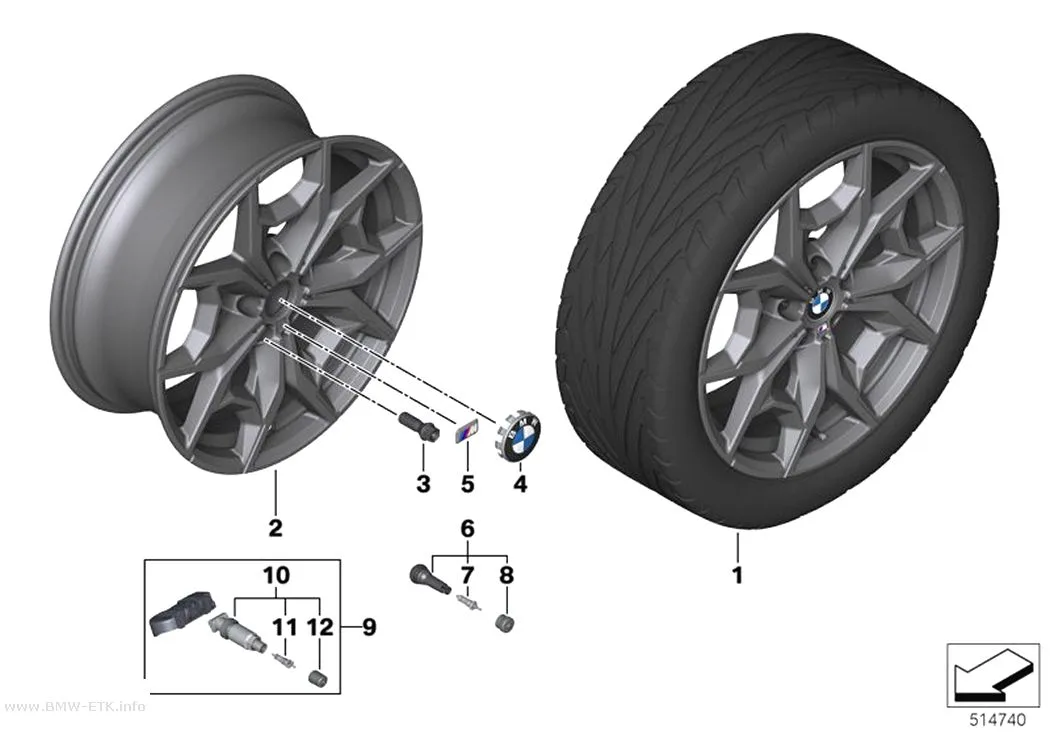 Šema: BMW aluminijumska felna Y-krakovi 887M - 19"