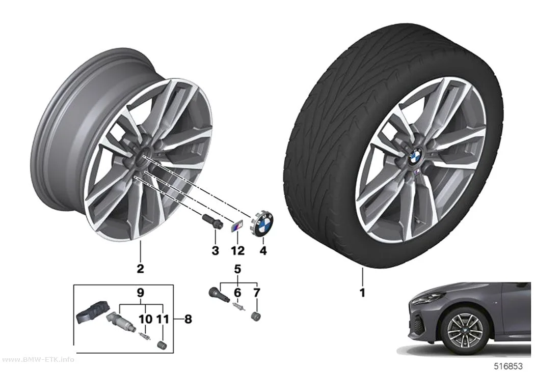 Šema: BMW aluminijumska felna, dvostruki krakovi 834M - 17"