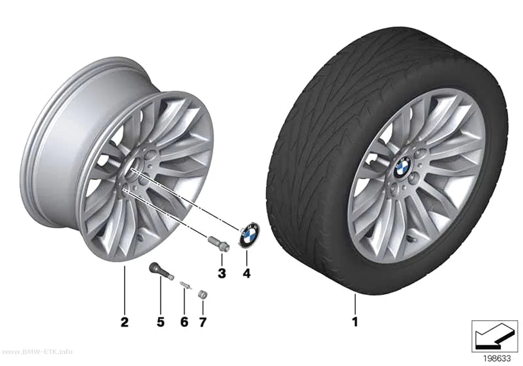 Šema: BMW aluminijumska felna, dvostruki krakovi 321