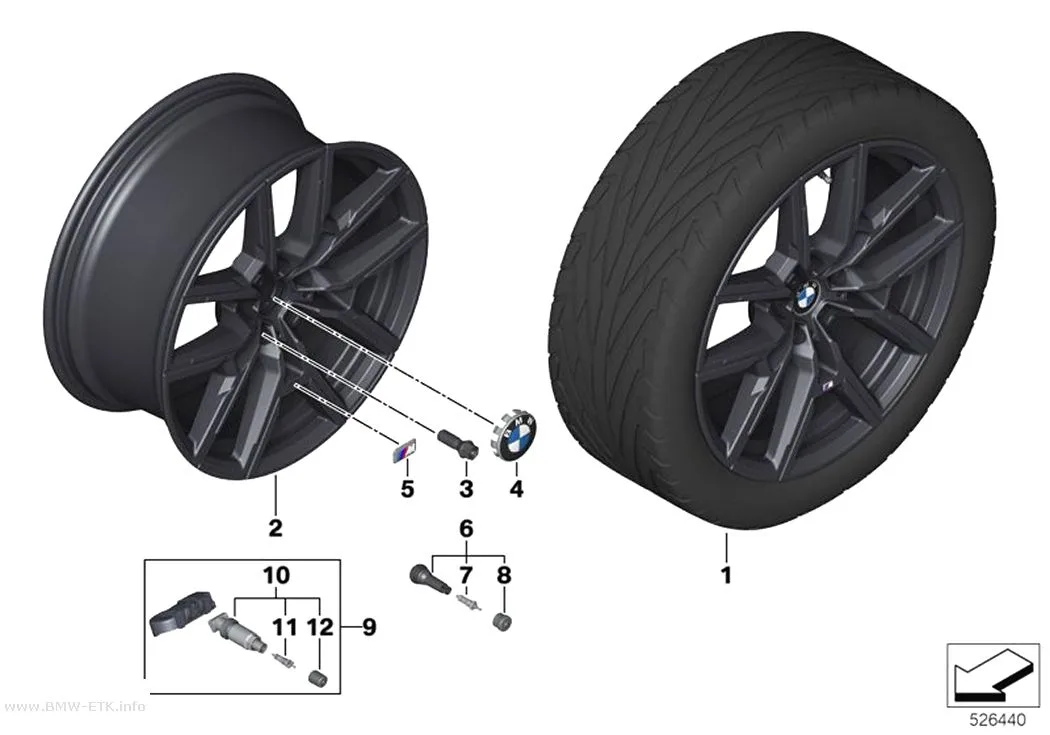 Šema: BMW aluminijumska felna sa Y-krakovima 859M - 19" SZ
