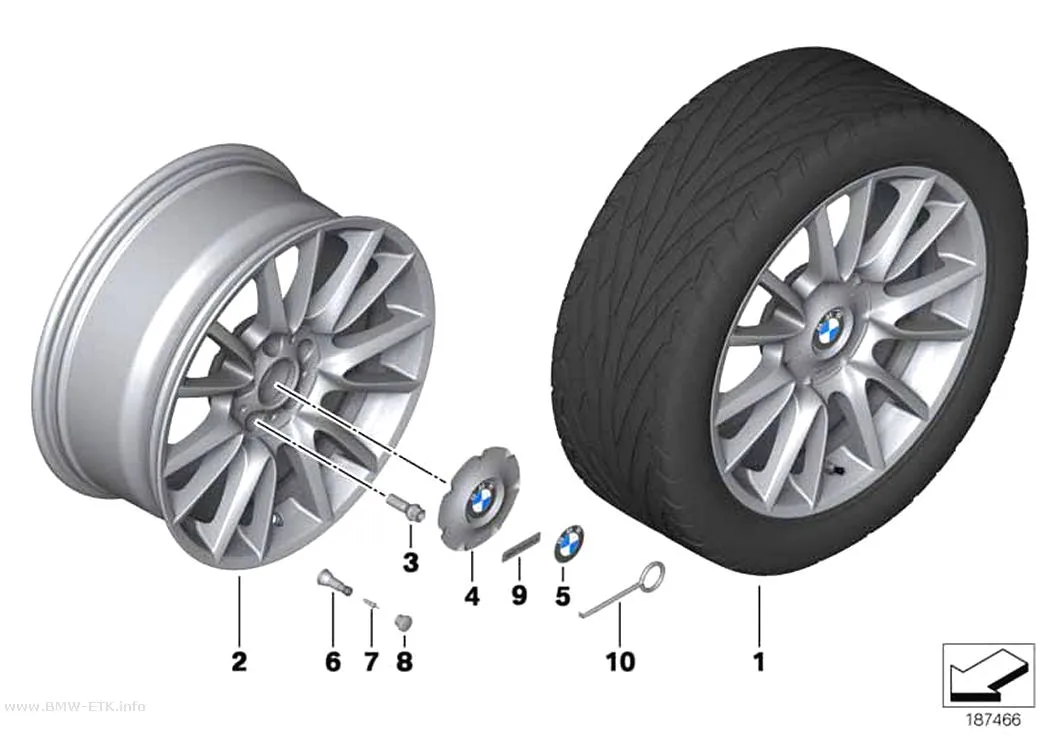 Šema: BMW aluminijumska felna Individual, V-krakovi 228 - 19"