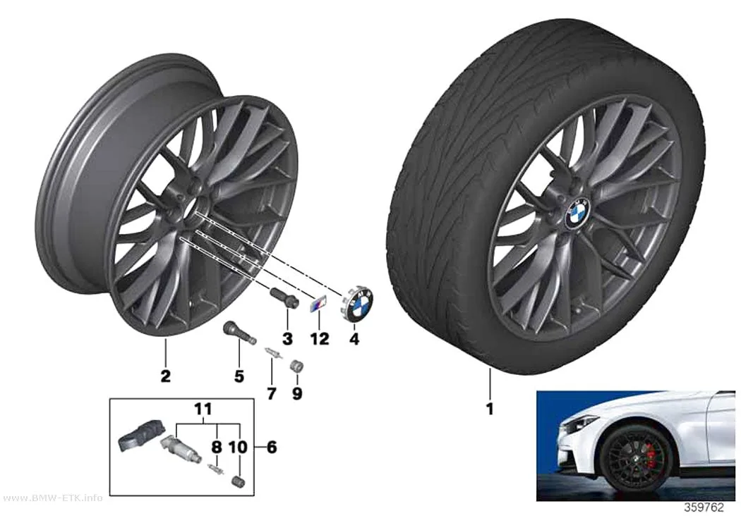 Šema: BMW aluminijumska felna, M dvostruki krakovi 405 - 18"