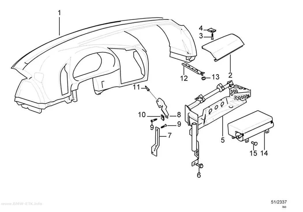 Šema: Obloga instrument table / vazdušni jastuk suvozača