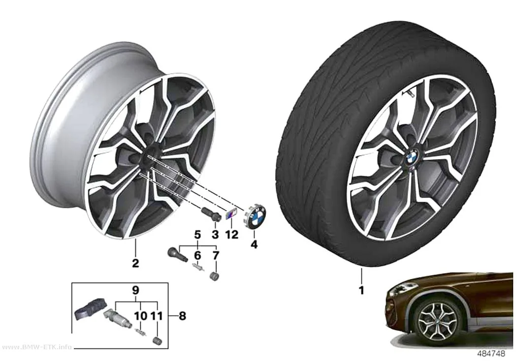 Šema: BMW aluminijumska felna M sa dvostrukim kracima 722M - 19"