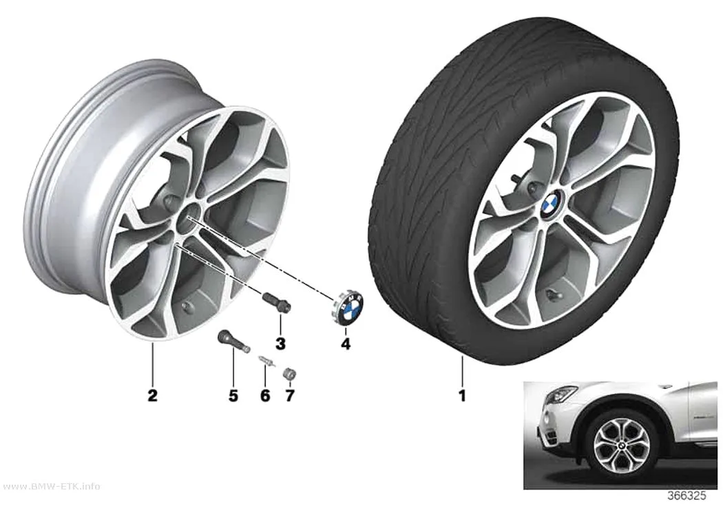 Šema: BMW aluminijumska felna, Y-krakovi 607 - 18''