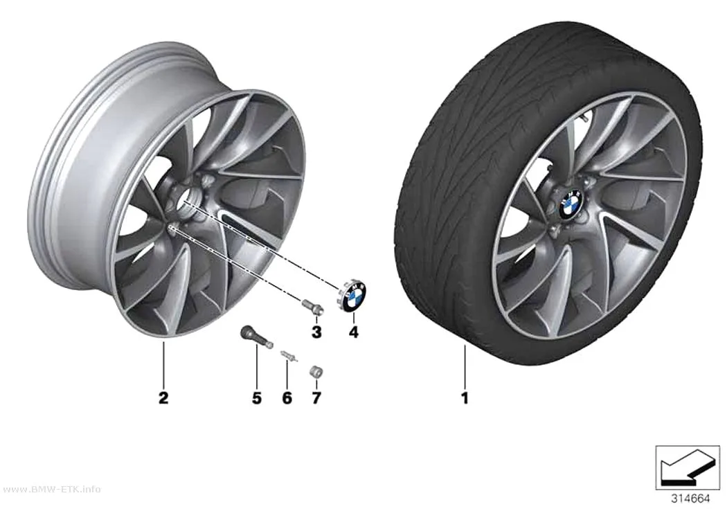 Šema: BMW aluminijumska felna, turbinski dizajn 457 - 20"