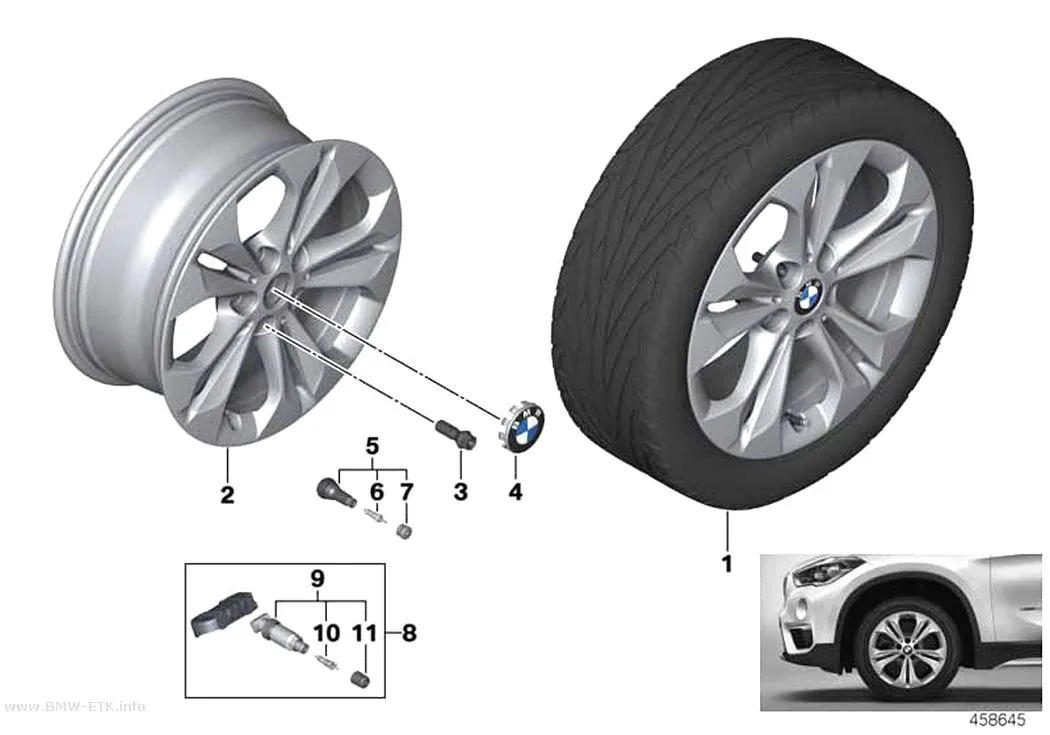 Šema: BMW aluminijumska felna sa dvostrukim kracima 564 - 17"