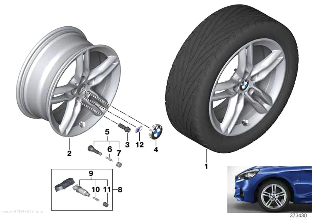 Šema: BMW aluminijumska felna, M dvostruki krakovi 483M - 17"