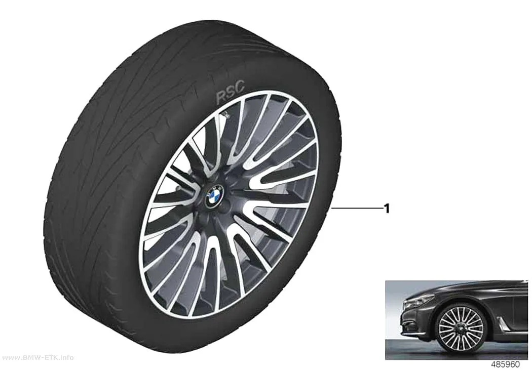 Šema: BMW aluminijumska felna sa više krakova 629 - 21"