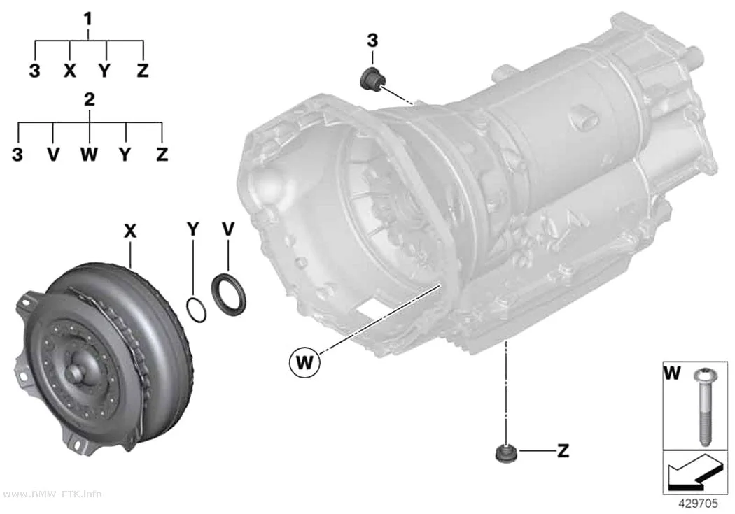 Šema: Hidrodinamički pretvarač obrtnog momenta GA8HP76X / zaptivni elementi