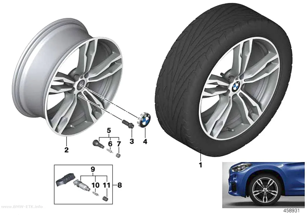 Šema: BMW aluminijumska felna M dvostruki krakovi 572M - 19"