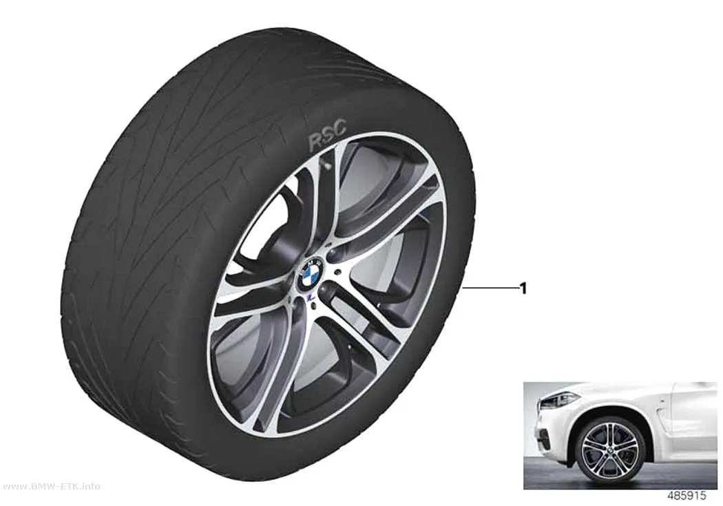 Šema: BMW aluminijumska felna M Performance, dvostruki krakovi 310M - 21"