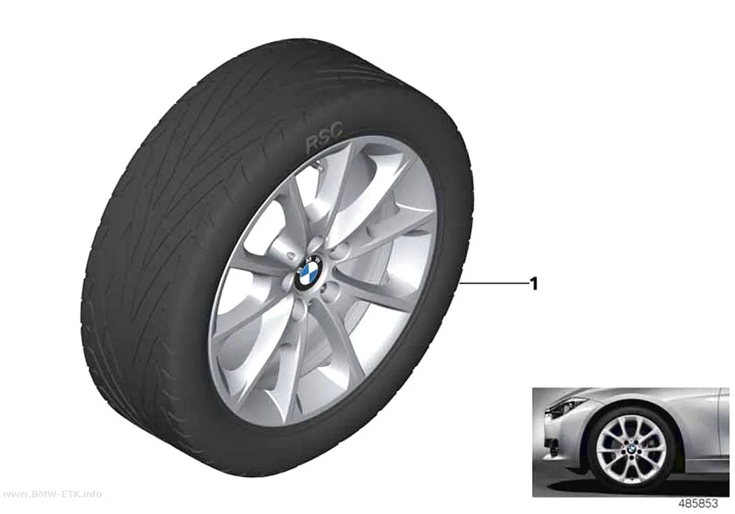 Šema: BMW aluminijumska felna, V-krakovi 398 - 18"