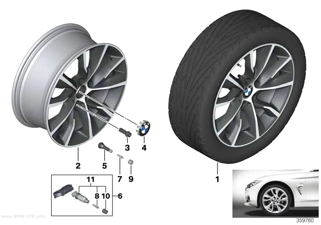 Šema: BMW aluminijumska felna, turbinski dizajn 402 - 19"