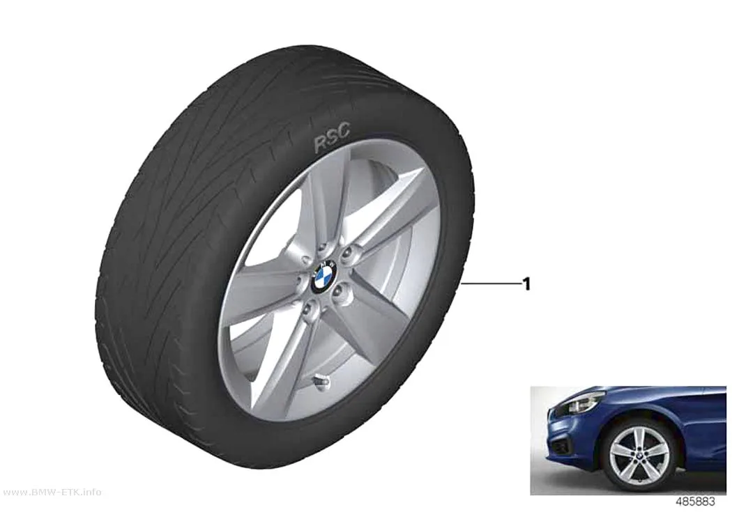 Šema: BMW aluminijumska felna, zvezdasti krakovi 478 - 17"