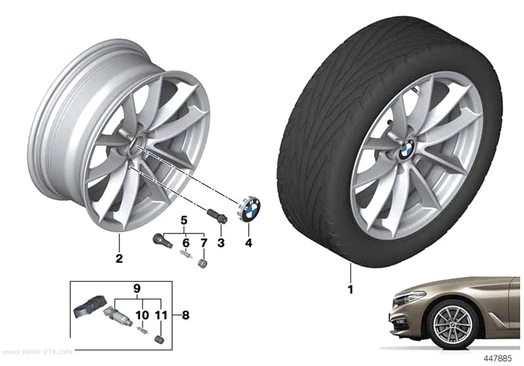 Šema: BMW aluminijumska felna sa V-krakovima 618 - 17"
