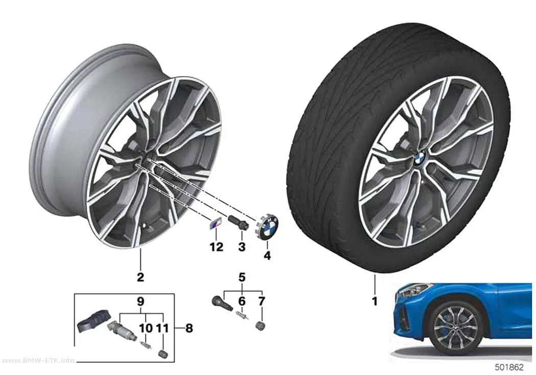 Šema: BMW aluminijumska felna M sa dvostrukim kracima 816M - 19"